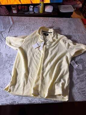 Malibu by Drill Clothing Co. Pale Yellow Textured Short Sleeve Camp Shirt